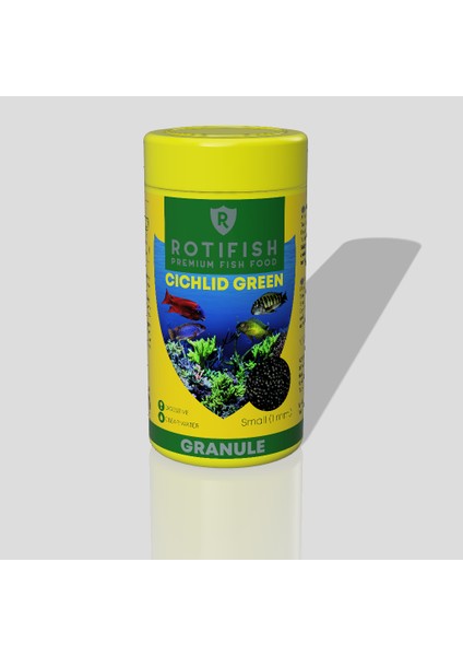 Cichlid Green Small (1 mm) 100 ml (40 Gr.) (Otçul Çiklit Balıklarınız İçin)