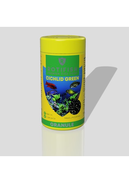 Cichlid Green Medium (2 mm) 100 ml (33 Gr.) (Otçul Çiklit Balıklarınız İçin)