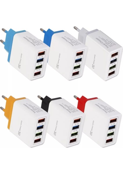 Universal Çoklu Şarj Adaptörü 4 Faz 48 W - Sarı