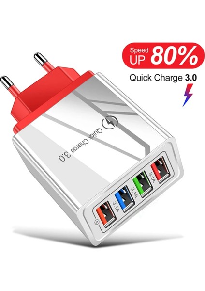 Universal Çoklu Şarj Adaptörü 4 Faz 48 W - Kırmızı fiyatları