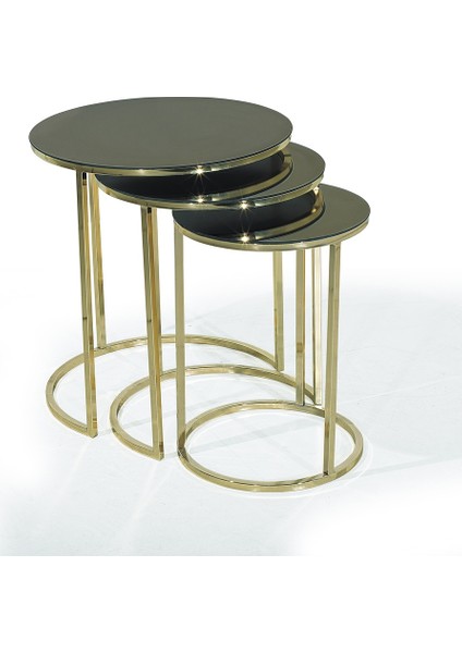 Aynalı Gold Metal Zigon Sehpa