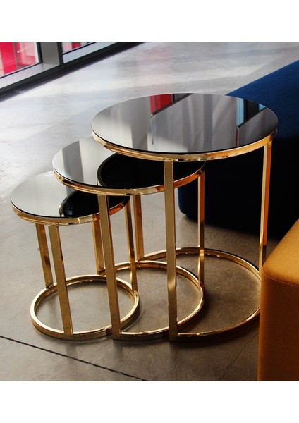 Aynalı Gold Metal Zigon Sehpa modelleri