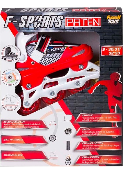 Furkan Toys  F-Sports Ayarlanabilir Silikon Teker  Paten S 30-33