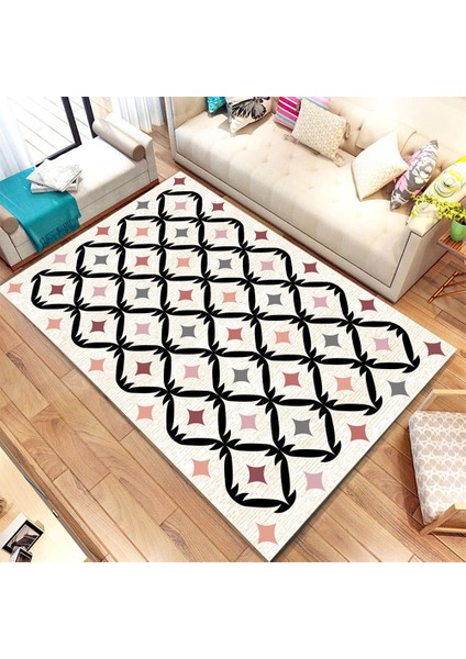Kaymaz Taban Yıkanabilir Renkli Geometrik Desenli Dijital Baskılı Halı RSP156