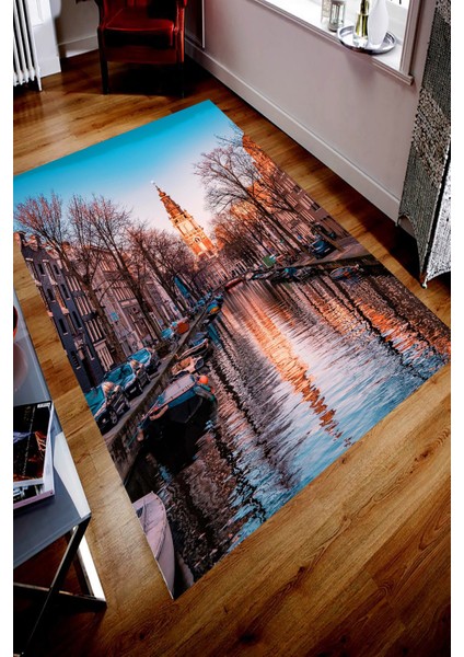 Kaymaz Taban Yıkanabilir Amsterdam Tasarımlı Dijital Baskılı Halı