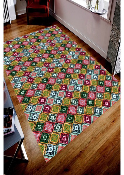Kaymaz Taban Yıkanabilir Kilim Tarzında Dijital Baskılı Halı