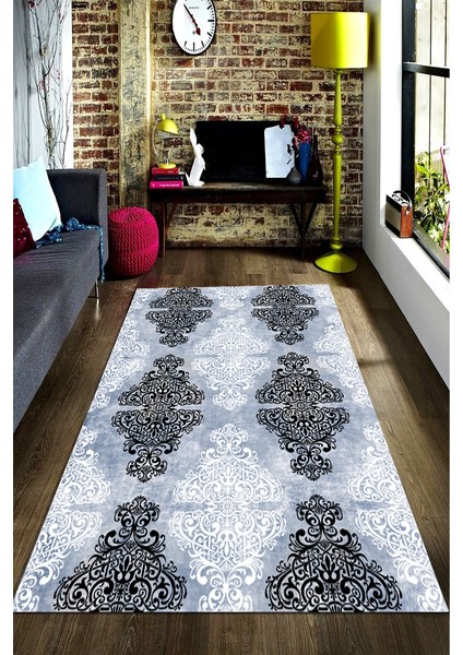 Kaymaz Taban Yıkanabilir Vintage Desenli Dijital Baskılı Halı