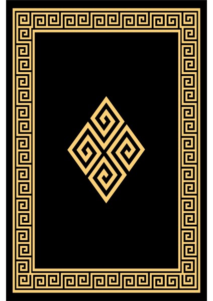 Kaymaz Taban Yıkanabilir Vektörel Kanca Desenli Dijital Baskılı Halı