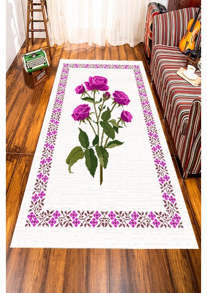 Kaymaz Taban Yıkanabilir Modern Motif Desenli Dijital Baskılı Halı