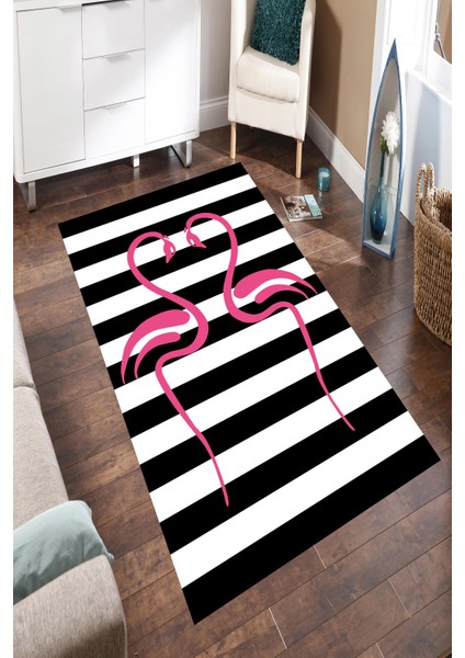 Kaymaz Taban Yıkanabilir Aşık Flamingo Desenli Dijital Baskılı Halı