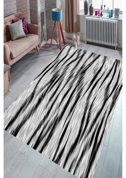 Kaymaz Taban Yıkanabilir Uzun Zebra Dijital Baskılı Halı