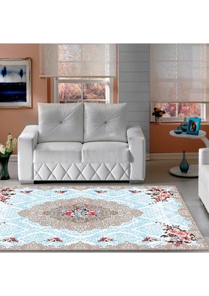 Kaymaz Taban Yıkanabilir Dantel Desenli Dijital Baskılı Halı