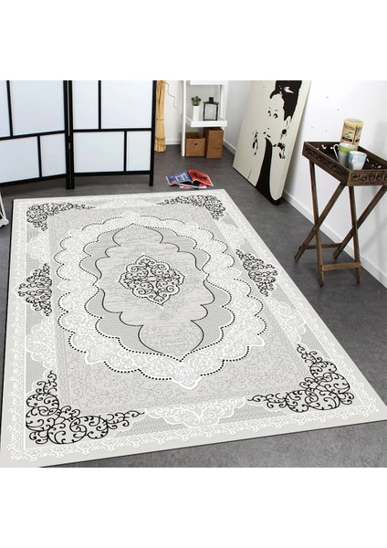 Kaymaz Taban Yıkanabilir İnci Motif Desenli Dijital Baskılı Halı