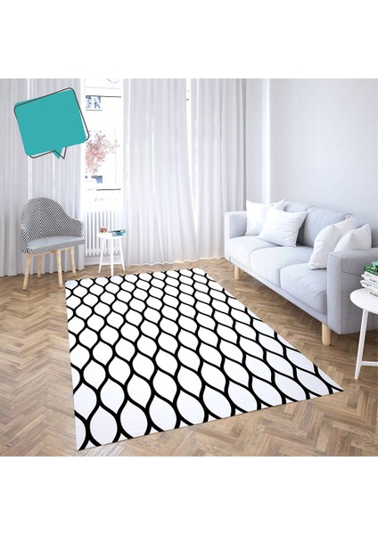 Kaymaz Taban Yıkanabilir Olips Desenli Dijital Baskılı Halı