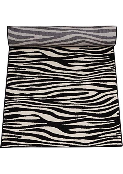 Kaymaz Taban Yıkanabilir Klasik Zebra Desenli Dijital Baskılı Halı