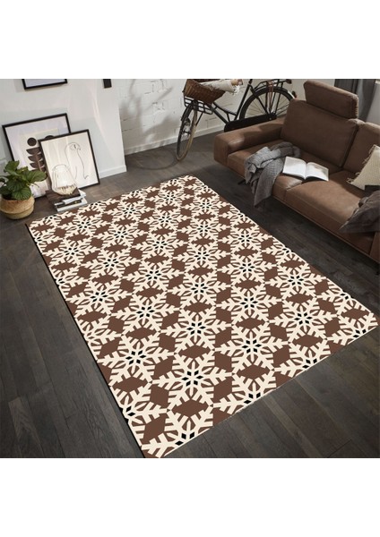 Kaymaz Taban Yıkanabilir Geometrik Kristal Desenli Dijital Baskılı Halı