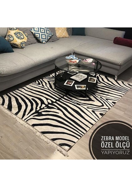 Kaymaz Taban Yıkanabilir Özel Zebra Desenli Dijital Baskılı Halı