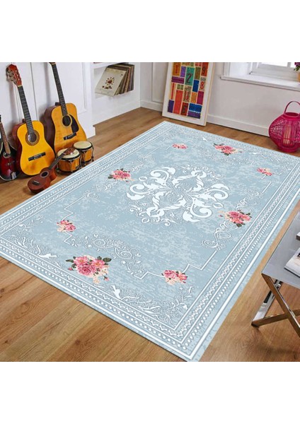 Kaymaz Taban Yıkanabilir Abstract Motif Desenli Dijital Baskılı Halı