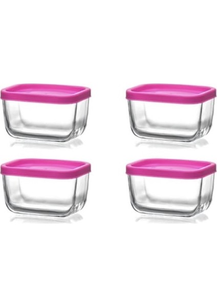 4'lü Saklama Kabı Pembe Kapak