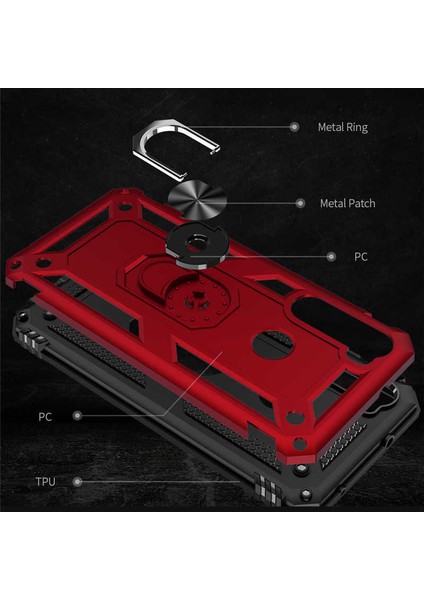 Samsung Galaxy S10 Lite Kılıf Shockproof Standlı Yüzük Tutuculu Mega Case Vega100 Kırmızı modelleri