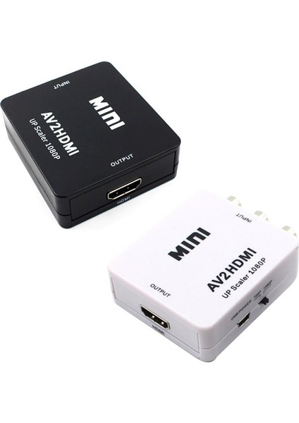 Av To HDMI Mini Switch Rca Composit Audio Video HDMI Görüntü Çevirici Full Hd ve 720P Dönüştürücü - Beyaz