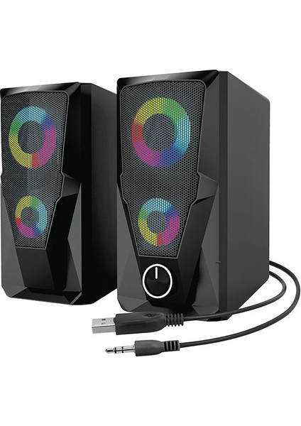 MD-336 2.0 6 Watt RGB Multimedya USB Speaker Siyah