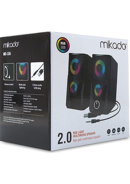 MD-336 2.0 6 Watt RGB Multimedya USB Speaker Siyah