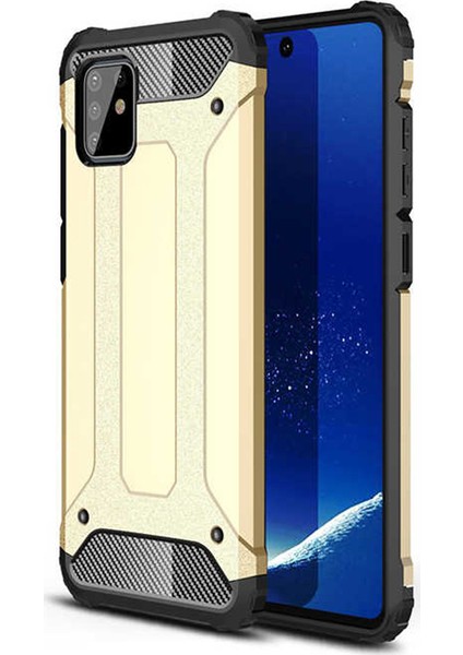 Coverzone Samsung Galaxy A91 Kılıf Shockproof Silikon Zırh Gold