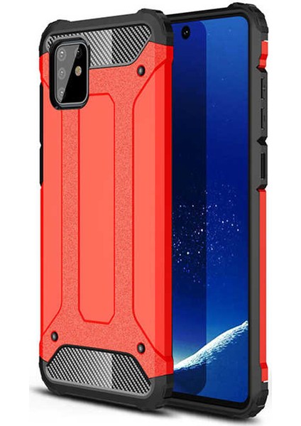 Coverzone Samsung Galaxy A91 Kılıf Shockproof Silikon Zırh Kırmızı