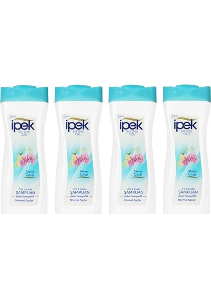 Ipek 2'si 1 Arada Normal Saçlar İçin Akasya Çiçeği Şampuan 600 ml 4'lü Set