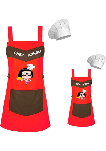 Kişiye Özel Nakışlı Anne Kız Önlük Takım Analı Kızlı Mutfak Önlüğü Chef Şef Önlük Kombinleri
