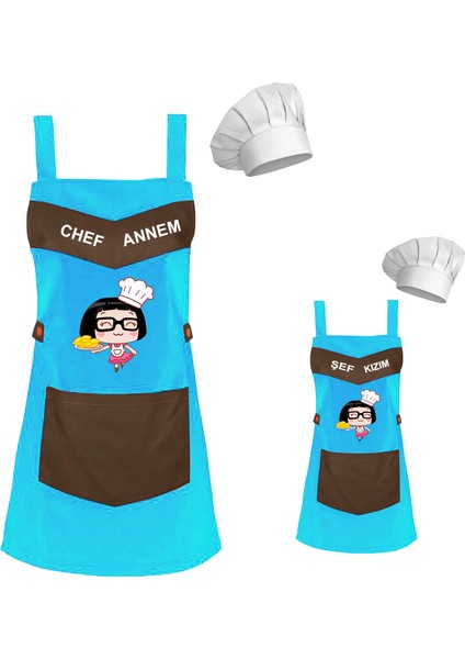 Kişiye Özel Nakışlı Anne Kız Önlük Takım Analı Kızlı Mutfak Önlüğü Chef Şef Önlük Kombinleri