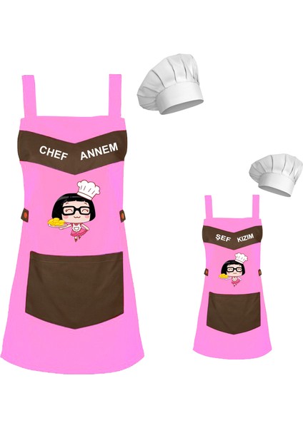 Kişiye Özel Nakışlı Anne Kız Önlük Takım Analı Kızlı Mutfak Önlüğü Chef Şef Önlük Kombinleri