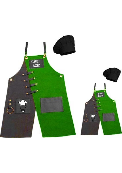 Kişiye Özel Nakışlı Baba Oğul Önlük Takım Babalı Oğullu Mutfak Önlüğü Chef Şef Önlük Kombinleri