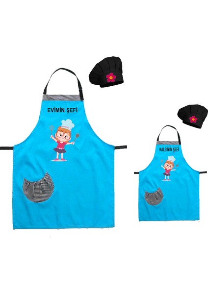 Kişiye Özel Nakışlı Anne Kız Önlük Takım Analı Kızlı Mutfak Önlüğü Chef Şef Önlük Kombinleri