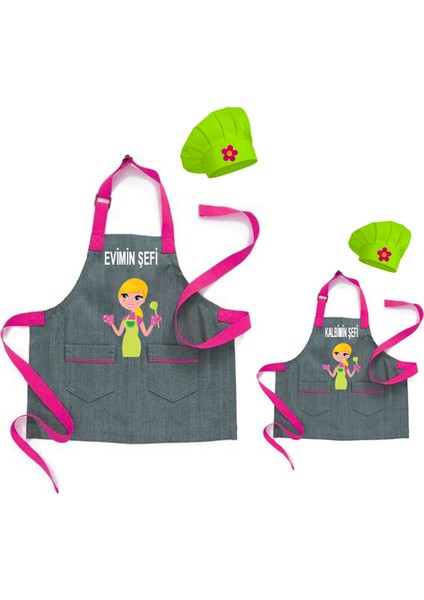 Kişiye Özel Nakışlı Anne Kız Önlük Takım Analı Kızlı Mutfak Önlüğü Chef Şef Önlük Kombinleri