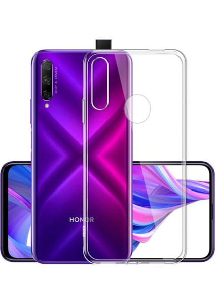 Honor 9X - Huawei Y9 Prime 2019 Kılıf A+ Şeffaf Lüx Süper Yumuşak 0.3mm Ince Slim Silikon + Cam Ekran Koruyucu Temperli Şeffaf