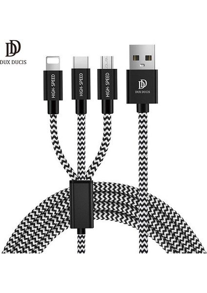 DUX DUCIS 3in1 USB Type-C-iPhone Uyumlu Ve Micro USB Kablo Şarj AL-30711