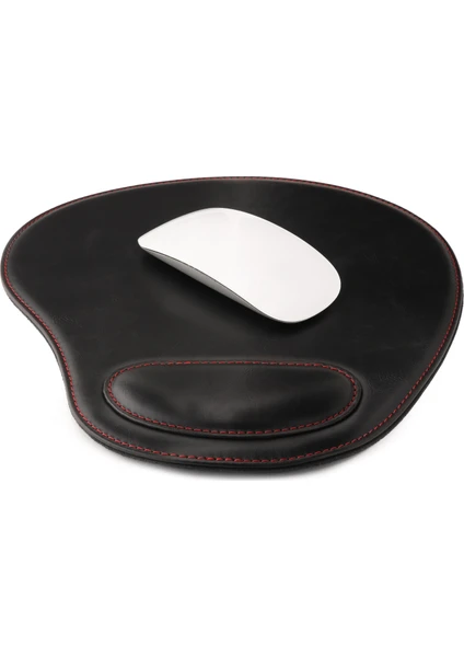 Ot218 Oval Deri Bilek Destekli Mouse Pad - Siyah