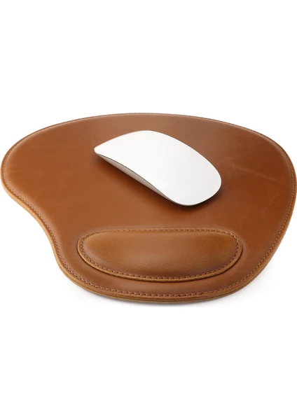 Ot220 Oval Deri Bilek Destekli Mouse Pad - Taba