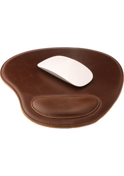 Ot219 Oval Deri Bilek Destekli Mouse Pad - Kahverengi