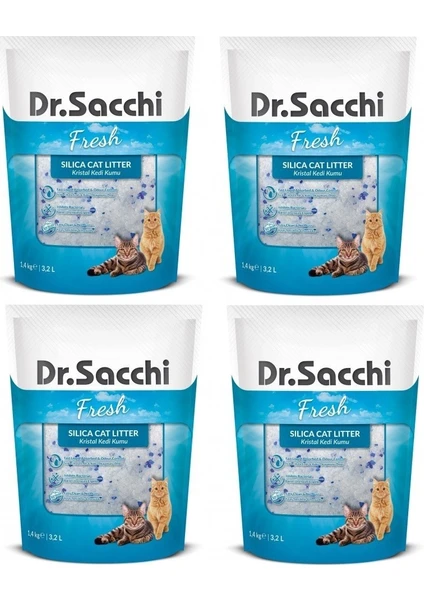 Dr. Sacchi Silica 1,4 kg - 3,2 l x 4 Adet Kristal Kedi Kumu