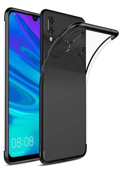 Tekno Grup Samsung Galaxy A20/A30 Kılıf Dört Köşe Renkli Şeffaf Lazer Silikon - Siyah