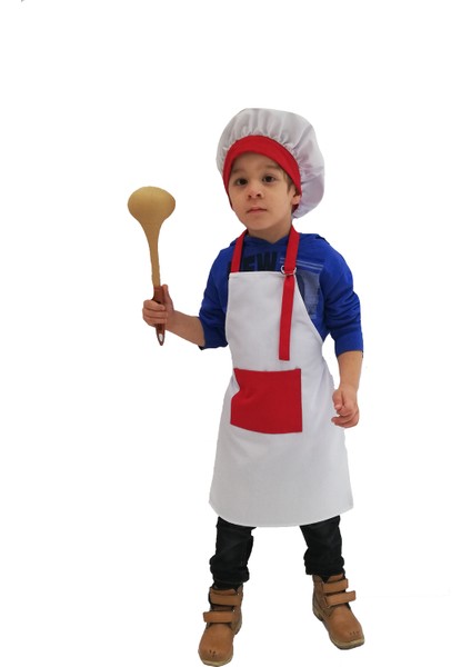 Mutfak Önlüğü Şapkalı Çocuklar Için