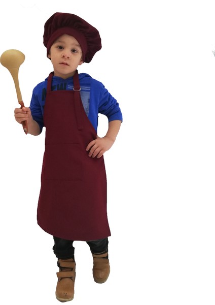 Mutfak Önlüğü Şapkalı Çocuklar Için