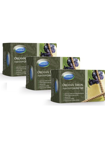 Organik Kara Üzüm Çekirdeği Yağlı Sabun 125 gr x 3 Adet