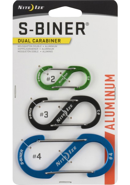 Nite Ize S-Biner Alüminyum Karabiner 3'lü Paket - Çok Renkli