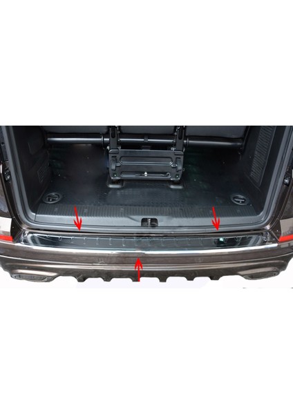 Volkswagen T6 Transporter Arka Tampon Eşiği Paslanmaz Çelik Formlu 2015 Üzeri Modeller modelleri