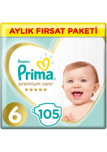 Bebek Bezi Premium Care 6 Beden Junior Aylık Fırsat Paketi 105 Adet