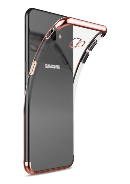 Tekno Grup Samsung Galaxy J7 Prime Kılıf Dört Köşe Renkli Şeffaf Lazer Silikon - Rose